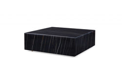 35 Black Genuine Marble And Brass Square Coffee Table