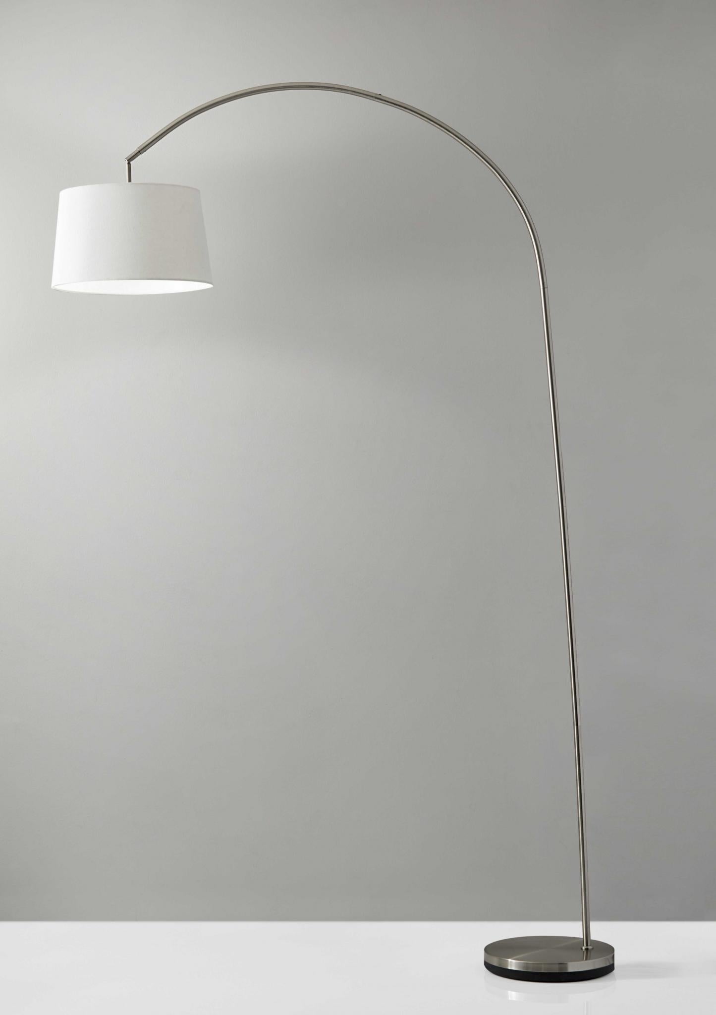 Sweeping Curve Floor Lamp In Satin Steel