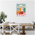 Sylvie Maximalist Llama Bathroom Mirror Framed Canvas by Honey Island Studio