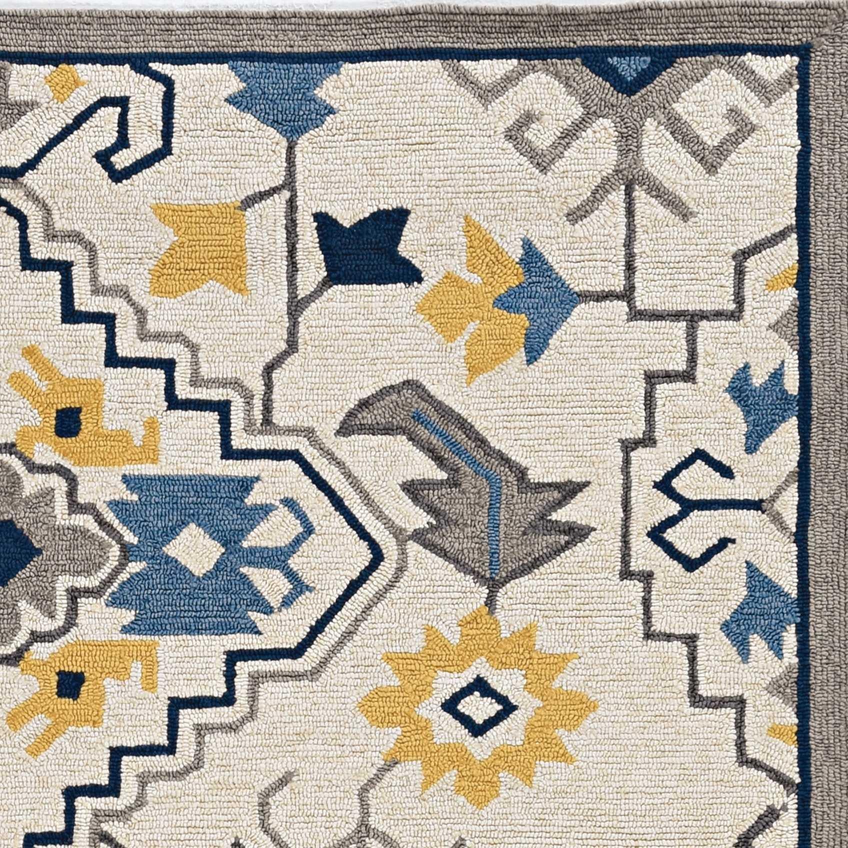 3 X 5 Ivory Mosaic Floral Area Rug
