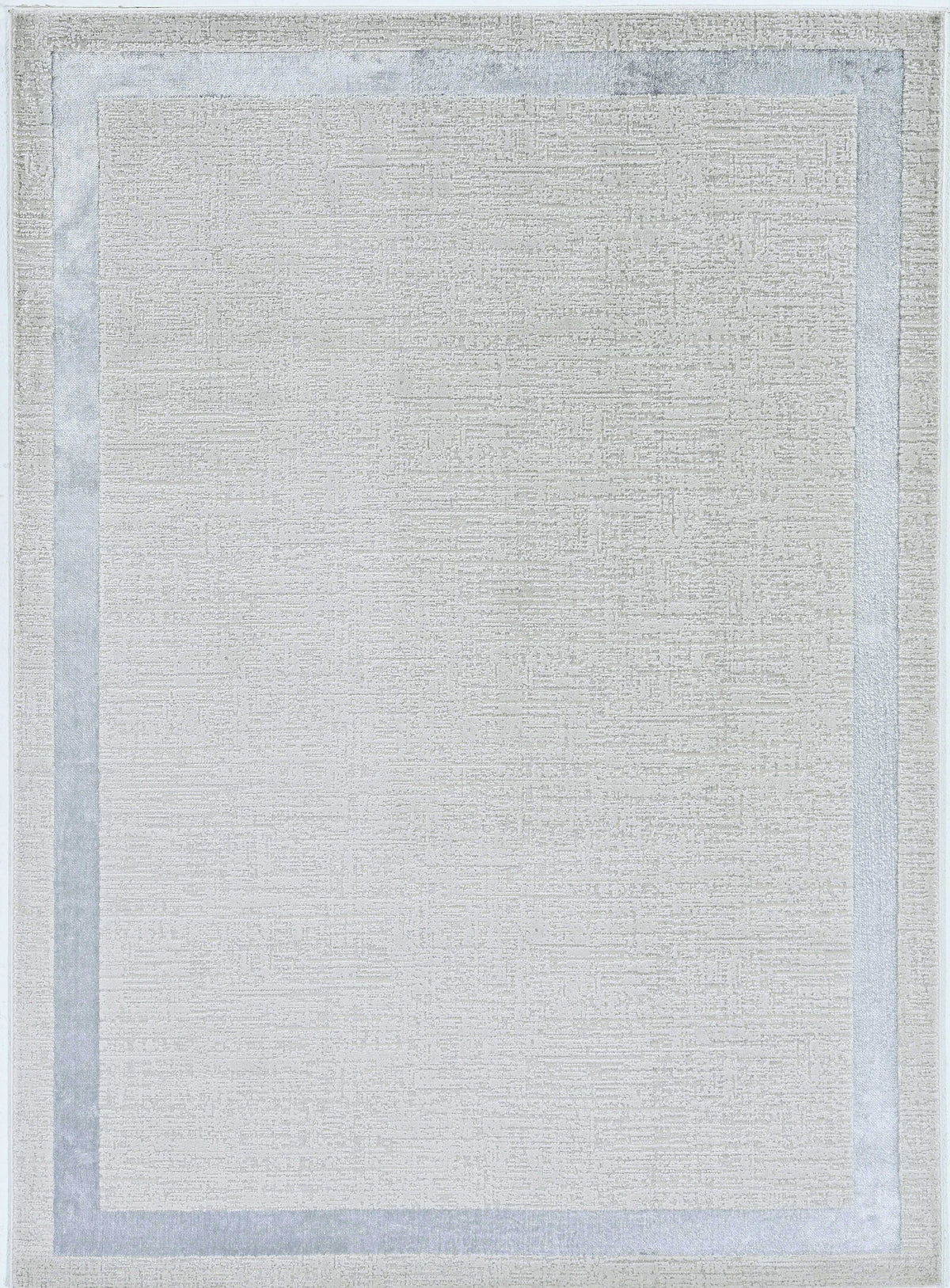 HomeRoots 3'X5' Ivory Silver Machine Woven Bordered Indoor Area Rug