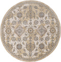 9 Ivory Sand Machine Woven Bordered Floral Vines Round Indoor Area Rug
