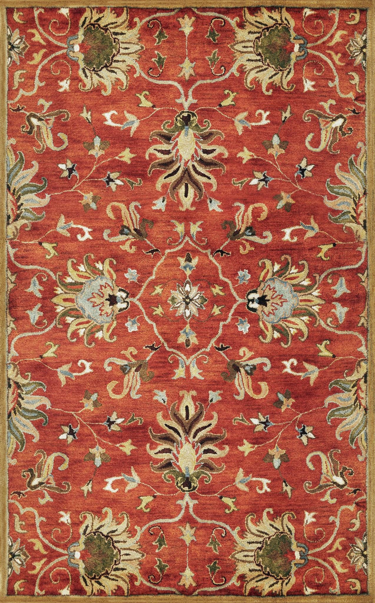 7 Sienna Orange Hand Tufted Wool Traditional Floral Indoor Runner Rug