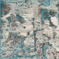7 X 9 Ivory Or Teal Abstract Design Indoor Area Rug