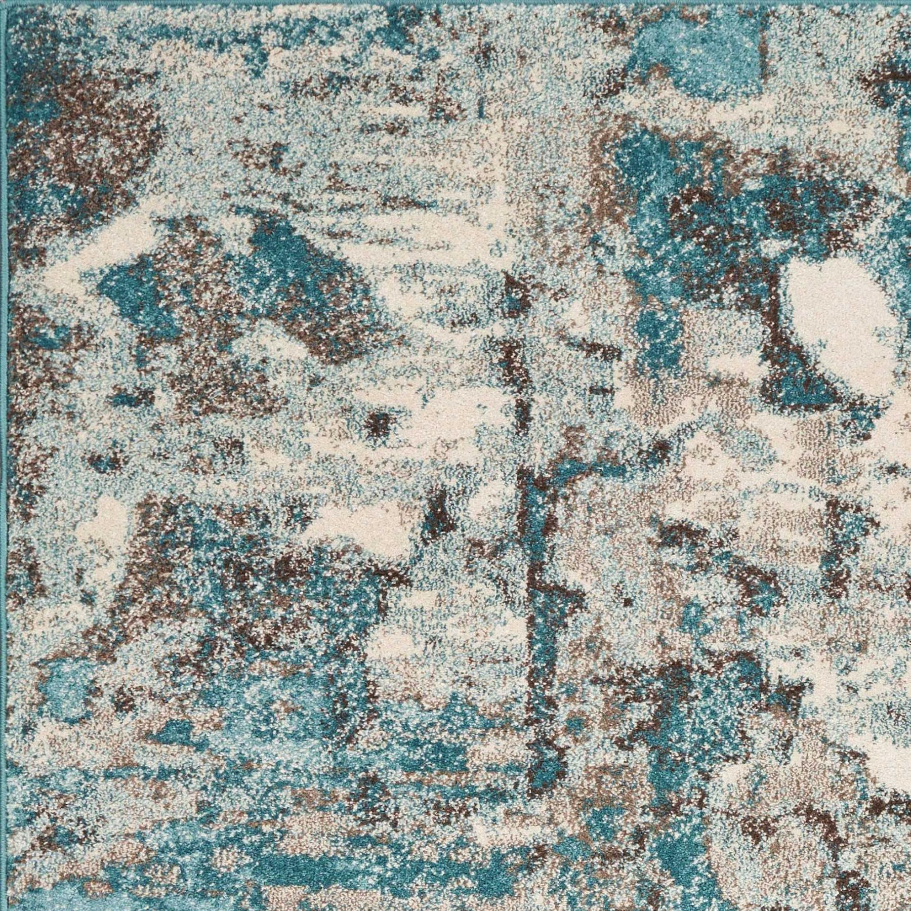 7 X 9 Ivory Or Teal Abstract Design Indoor Area Rug