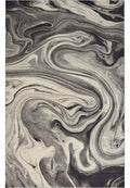8X10 Grey Blue Machine Woven Abstract Marble Indoor Area Rug
