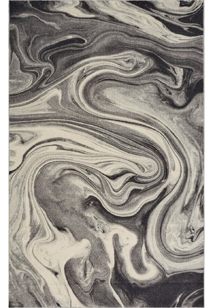 8X10 Grey Blue Machine Woven Abstract Marble Indoor Area Rug