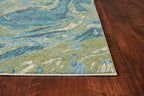 HomeRoots 3' X 5' Teal Abstract Waves Area Rug