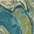 7X10 Teal Blue Machine Woven Marble Indoor Area Rug