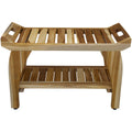 Rectangular Teak Shower Bench With Handles In Natural Finish