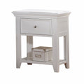 White Wood  Nightstand With 1 Drawer And Shelf