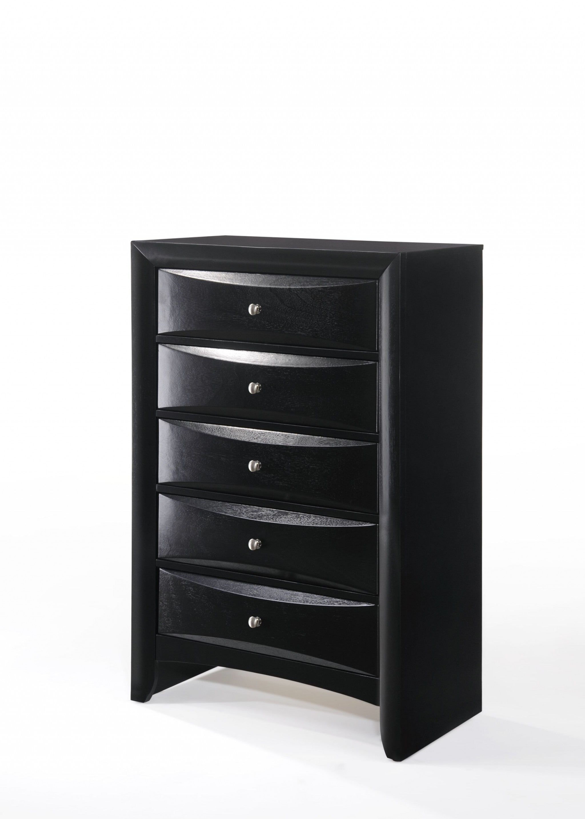 48 Black Wood Chest With Center Metal Glide
