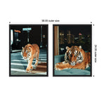 Sylvie Tiger in the City at Night Framed Canvas Art Set by Michael Schauer