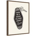 Retro Keychain This is a High Class Joint Black and White by Lucky Guava Framed Canvas Wall Art Print