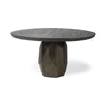 60 Round Brown Solid Wood Top And Base Dining Table