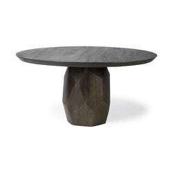 60 Round Brown Solid Wood Top And Base Dining Table