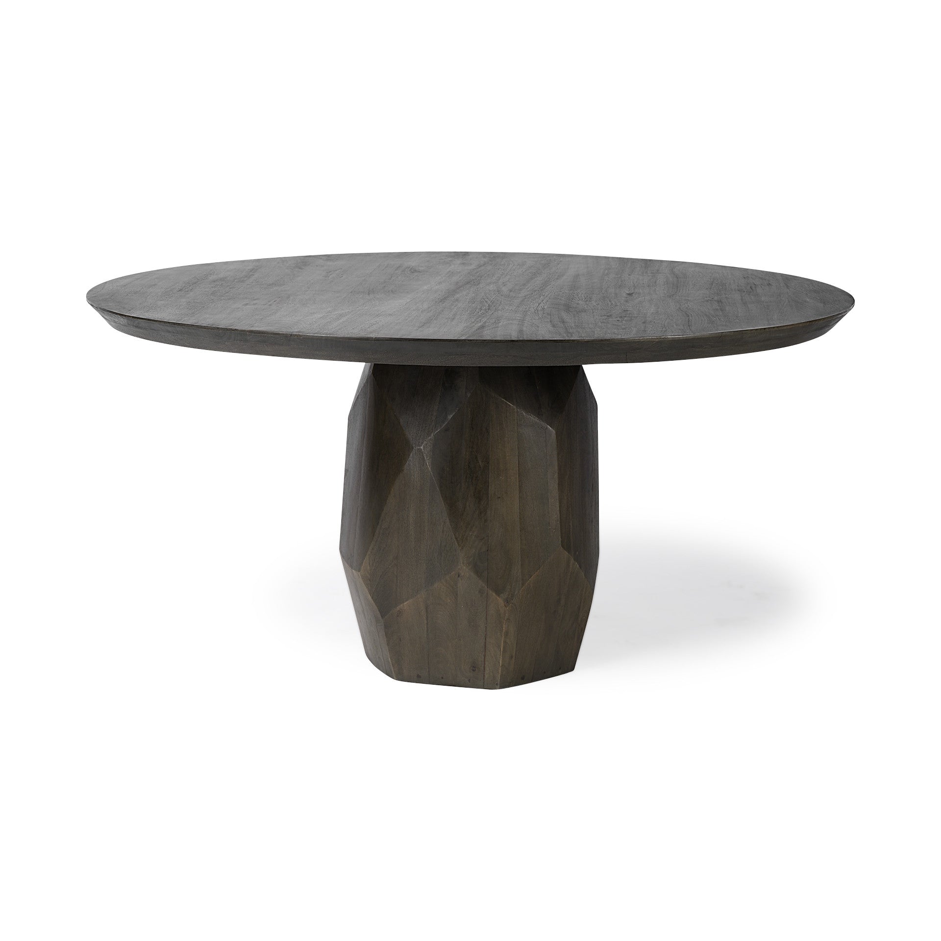 60 Round Brown Solid Wood Top And Base Dining Table