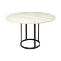 48 Round White Marble Top With Black Metal Base Dining Table