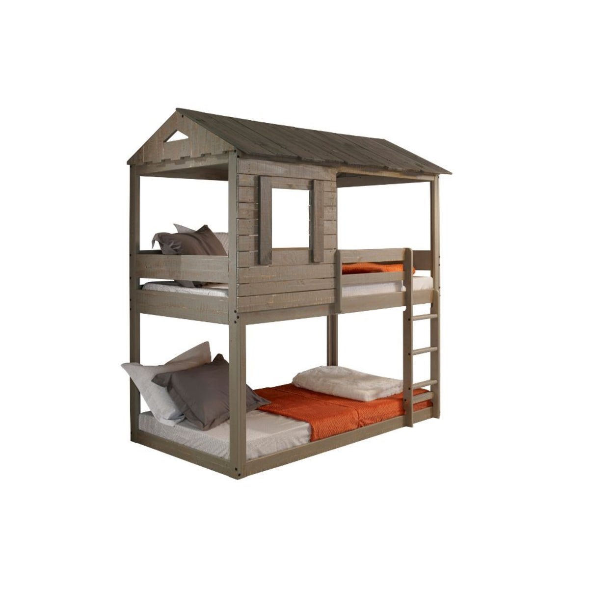Twin/Twin Bunk Bed, Rustic Gray