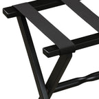 HomeRoots Hotel Black Finish Wood Folding Luggage Rack with Black Straps
