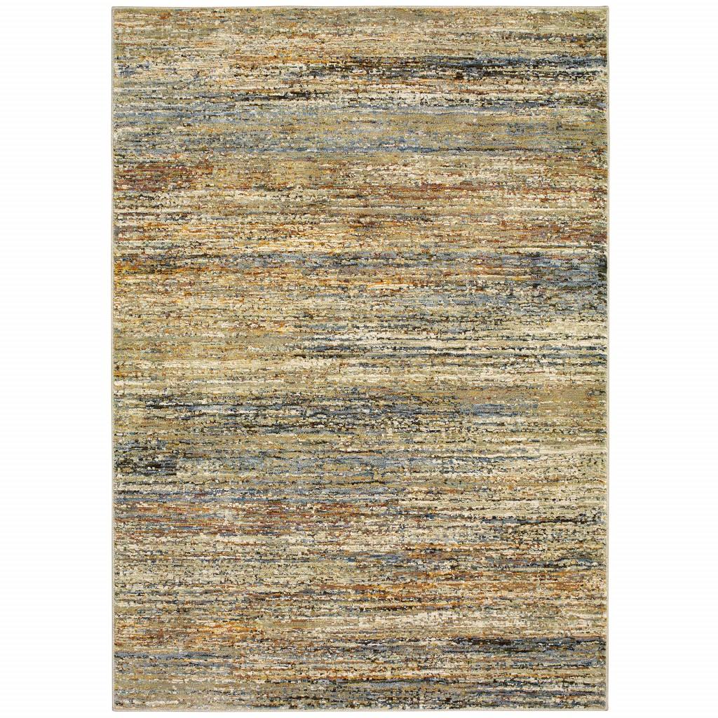 9X12 Gold And Green Abstract Area Rug