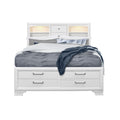White Rubberwood King Bed With Bookshelves Headboard  Led Lightning  6 Drawers
