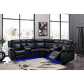 Power Reclining Sectional Sofa In Black Leather Air