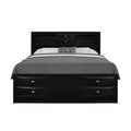 Black Veneer Queen Bed With Bookcase Headboard  10 Drawers