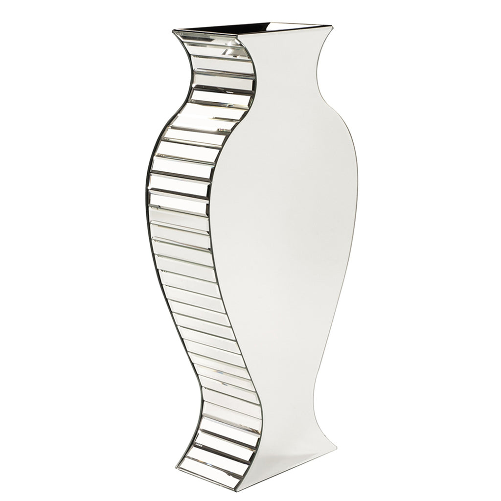 HomeRoots Glass/Wood Curvy Art Deco Style Mirrored Vase