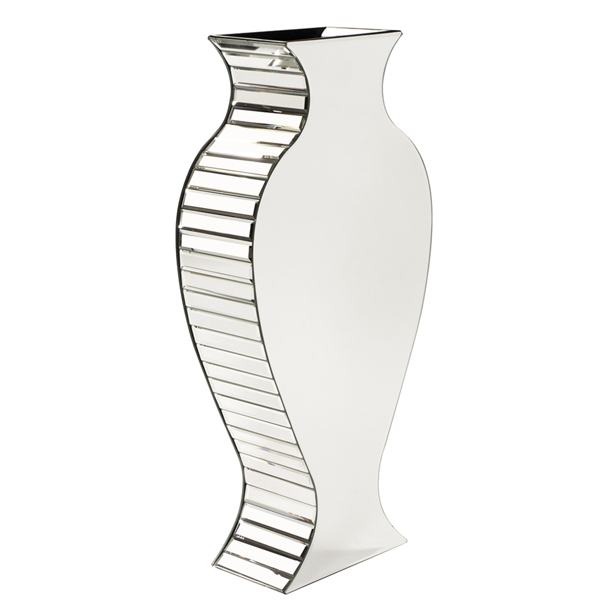 HomeRoots Glass/Wood Curvy Art Deco Style Mirrored Vase