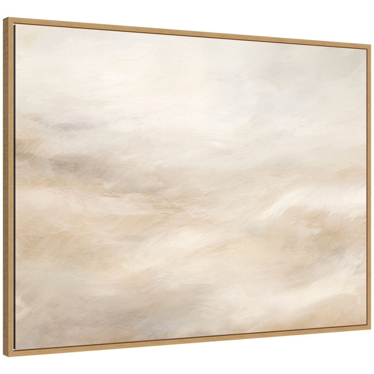 Sylvie Tonal Abstract Textural White and Beige Light Natural Neutrals Horizontal Framed Canvas by The Creative Bunch Studio