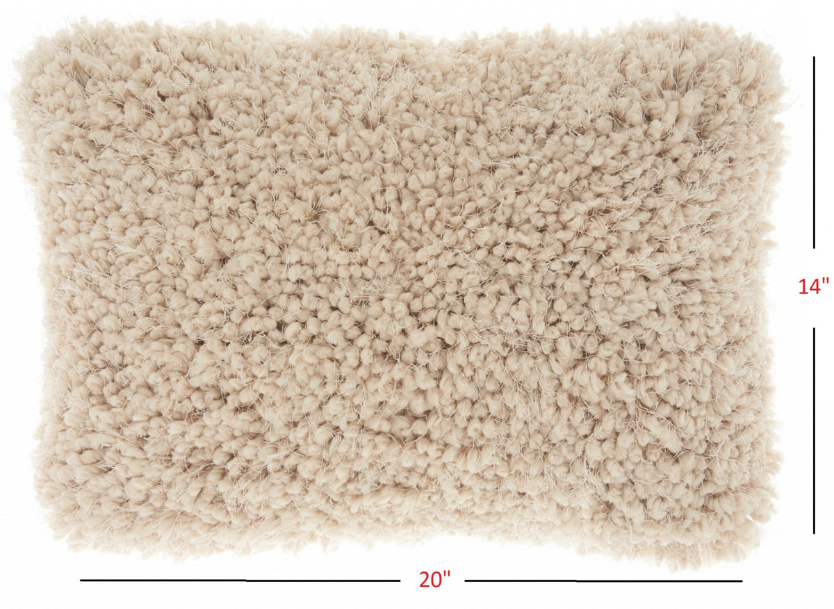 HomeRoots 100% Polyester Beige Knubby Plush Lumbar Throw Pillow