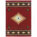 10 X 13 Red And Beige Ikat Pattern Area Rug