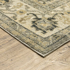 HomeRoots Polypropylene 2’ x 8’ Beige and Gray Traditional Medallion Indoor Runner Rug