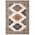 7 X 9 Abstract Ivory And Gray Geometric Indoor Area Rug