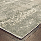 HomeRoots Grey Viscose 3’ x 10’ Gray and Ivory Abstract Splash Indoor Runner Rug