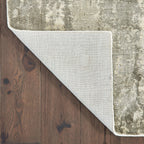 HomeRoots Grey Viscose 3’ x 10’ Gray and Ivory Abstract Splash Indoor Runner Rug