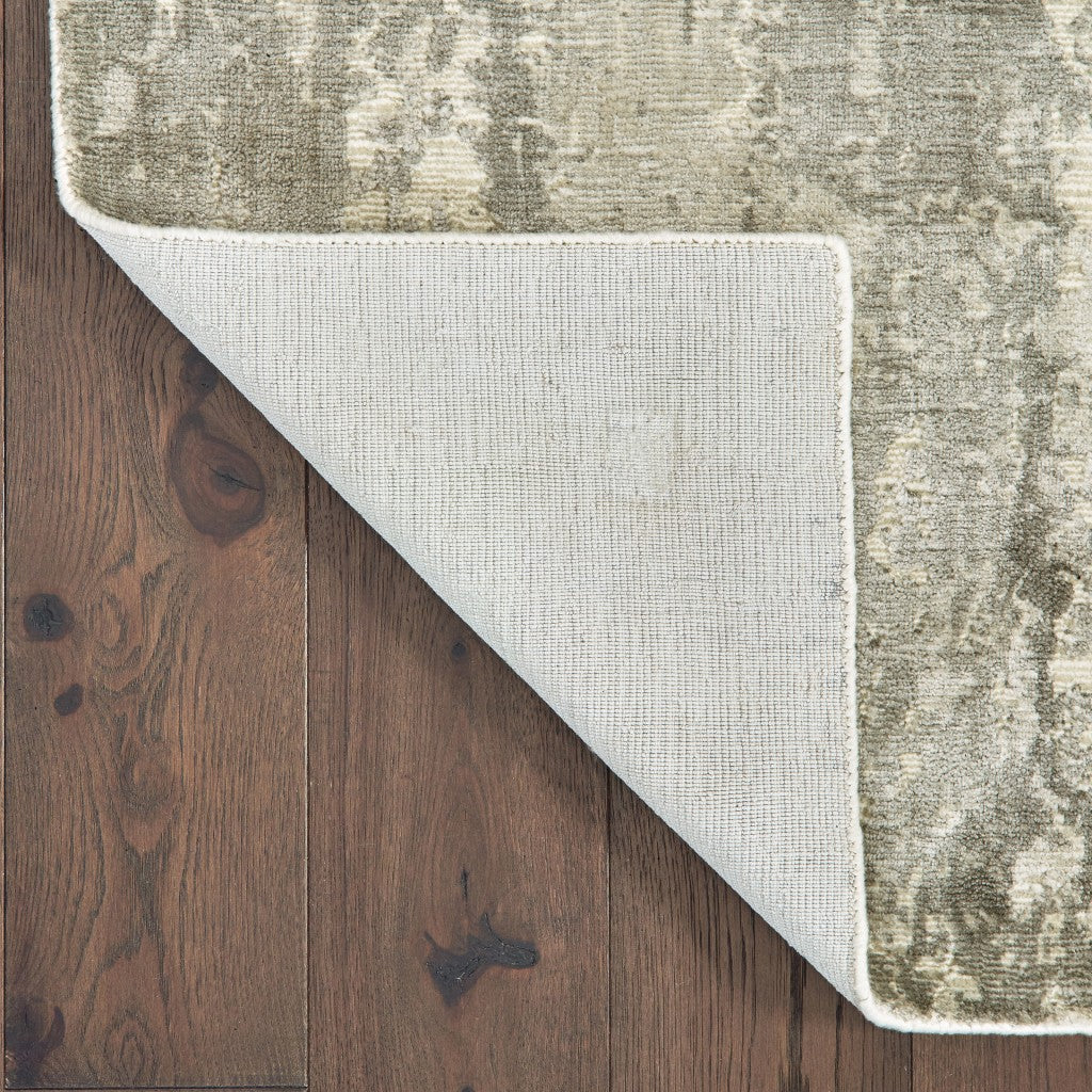 HomeRoots Grey Viscose 3’ x 10’ Gray and Ivory Abstract Splash Indoor Runner Rug