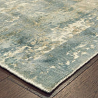 HomeRoots Viscose 6’ x 9’ Blue and Gray Abstract Splash Indoor Area Rug