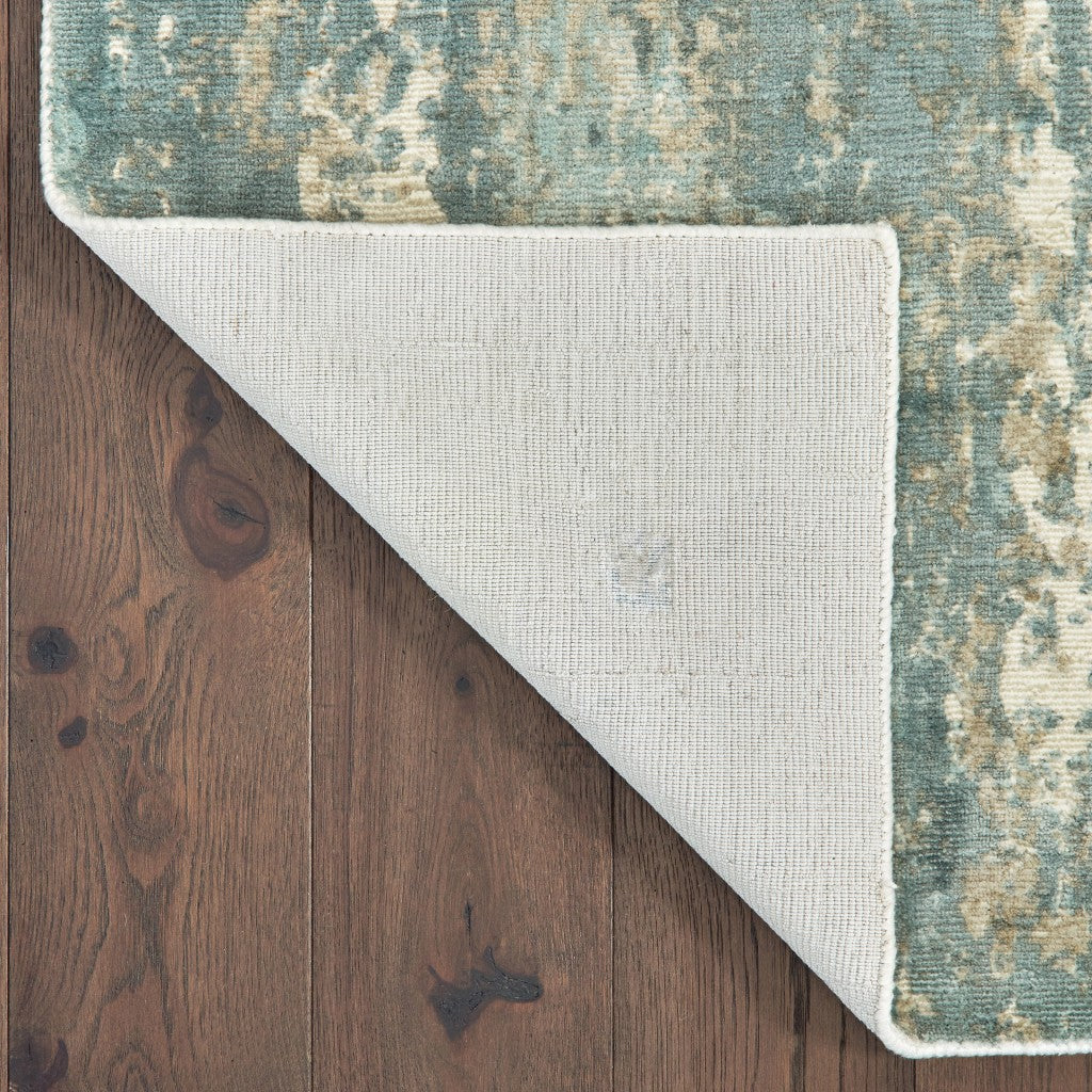HomeRoots Viscose 6’ x 9’ Blue and Gray Abstract Splash Indoor Area Rug