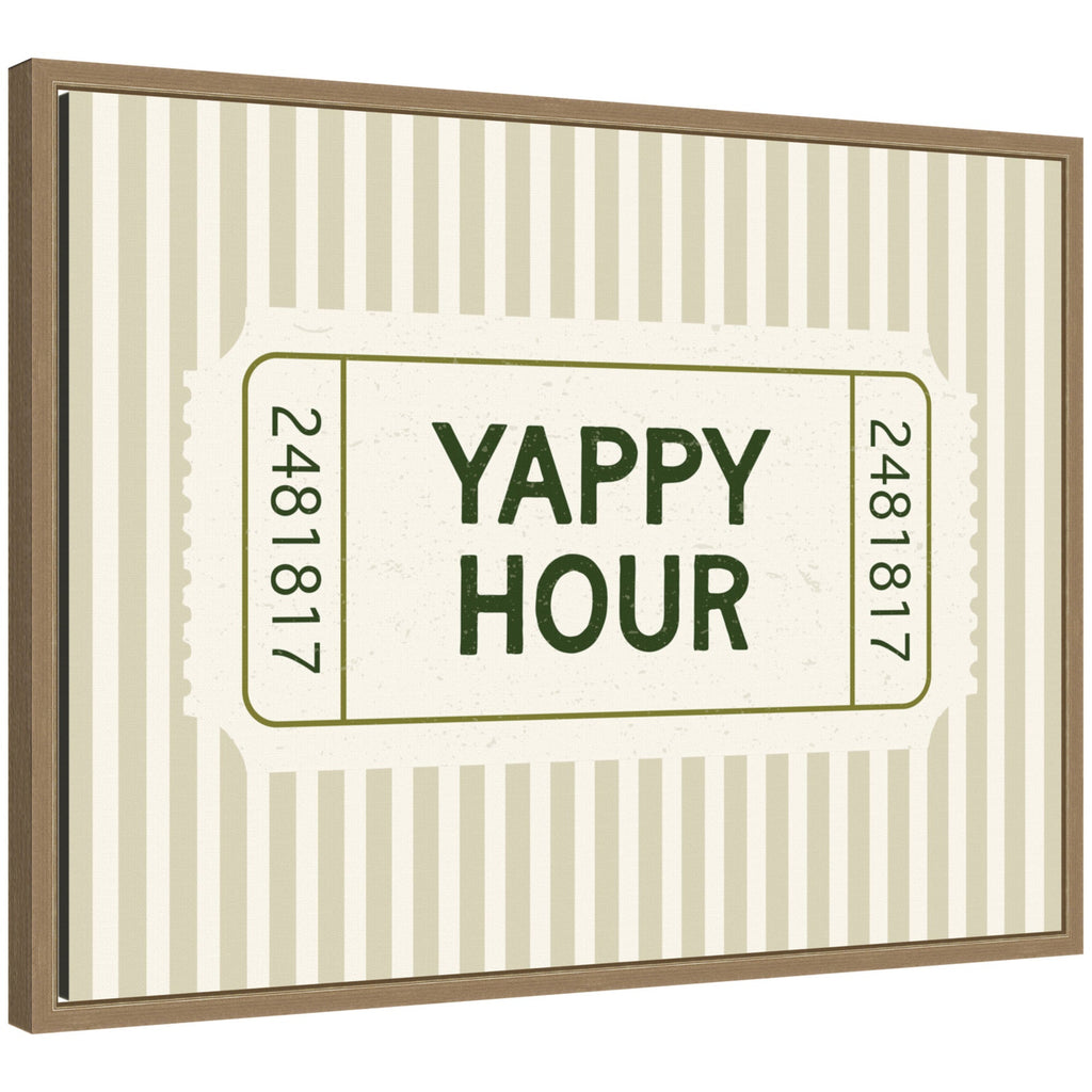 Yappy Hour Ticket Sage Green Wall by Lucky Guava Framed Canvas Wall Art Print