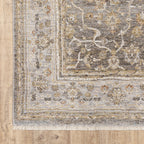 HomeRoots Polyester 2' x 3' Beige Grey Machine Woven Oriental Indoor Area Rug