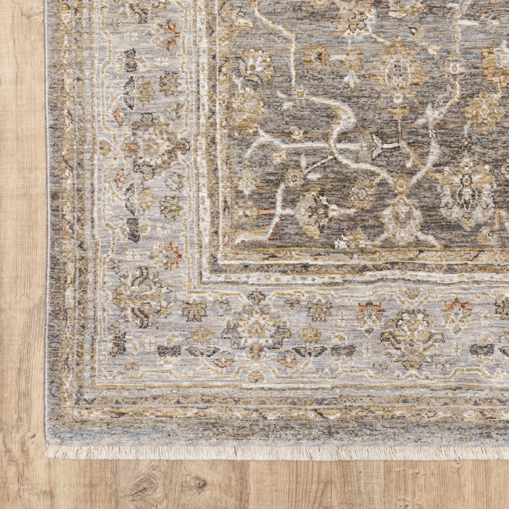 HomeRoots Polyester 3' X 5' Beige Grey Machine Woven Oriental Indoor Arean Rug