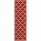 HomeRoots Polypropylene 2’x8’ Red and Ivory Trellis Indoor Outdoor Runner Rug