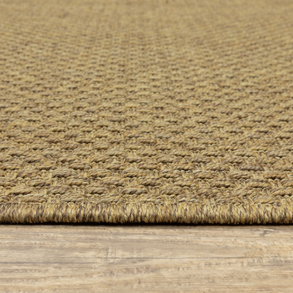 HomeRoots Polypropylene 8’ Round Solid Tan Indoor Outdoor Area Rug