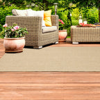 HomeRoots Polypropylene 8’x11’ Solid Sand Beige Indoor Outdoor Area Rug