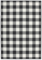 HomeRoots Polypropylene 5’x8’ Black and Ivory Gingham Indoor Outdoor Area Rug