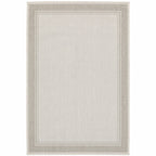 HomeRoots Polypropylene 8’x10’ Ivory and Gray Bordered Indoor Outdoor Area Rug