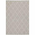 HomeRoots Grey Polypropylene 7’x9’ Gray and Ivory Trellis Indoor Outdoor Area Rug