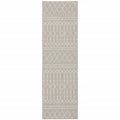 2X7 Gray And Ivory Geometric Indoor Outdoor Runner Rug